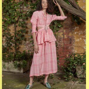 Rosie Assoulin pink plaid skirt NWT